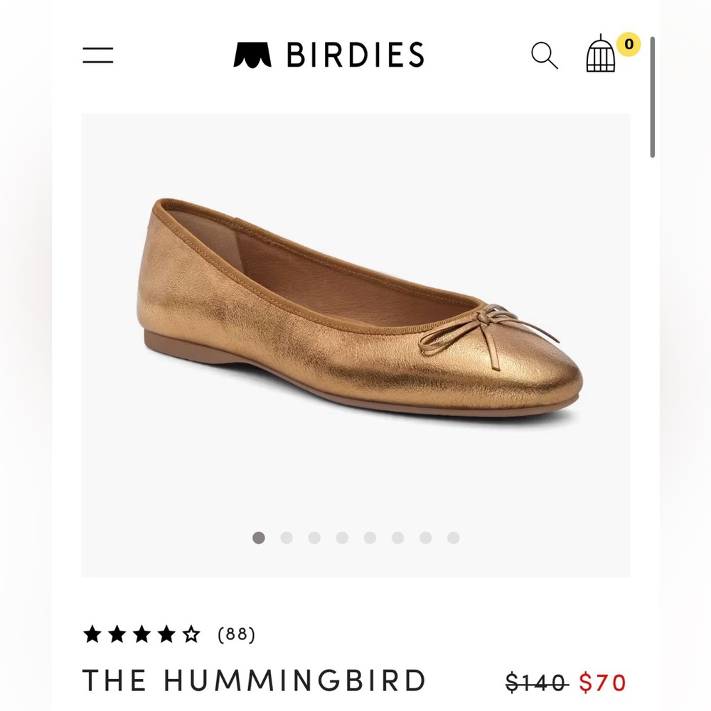 Birdies Gold Flats with Bow Detail - brand new in box